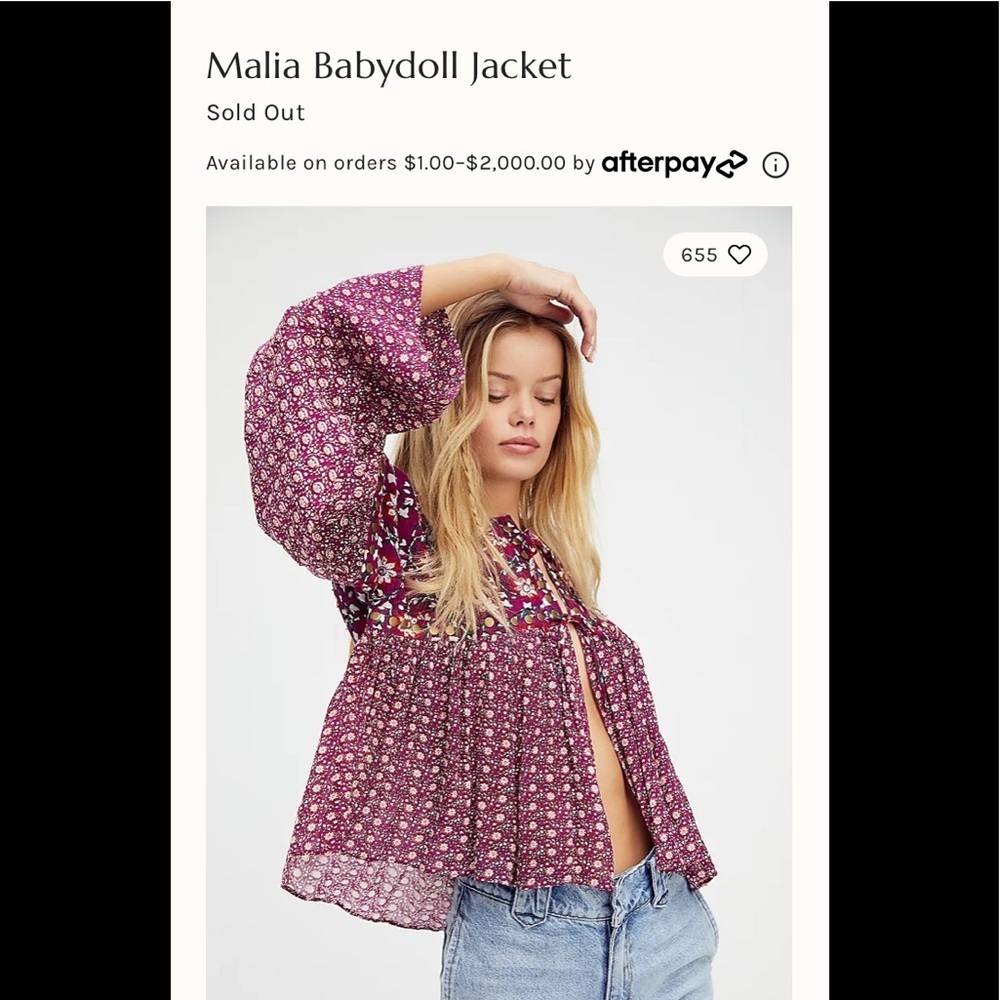 NWT Free People Malia Babydoll Jacket Blouse size Large - Picture 4 of 15